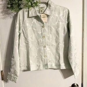 NWT Coldwater Creek Floral Shimmer Jean Jacket